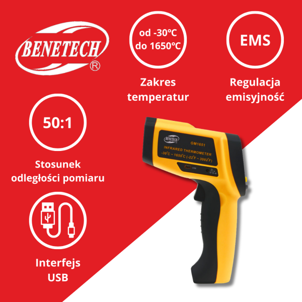 PIROMETR GM1651 -30°C~1650°C