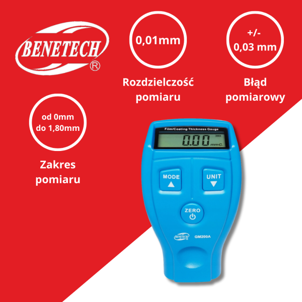 MIERNIK GRUBOŚCI LAKIERU GM200A