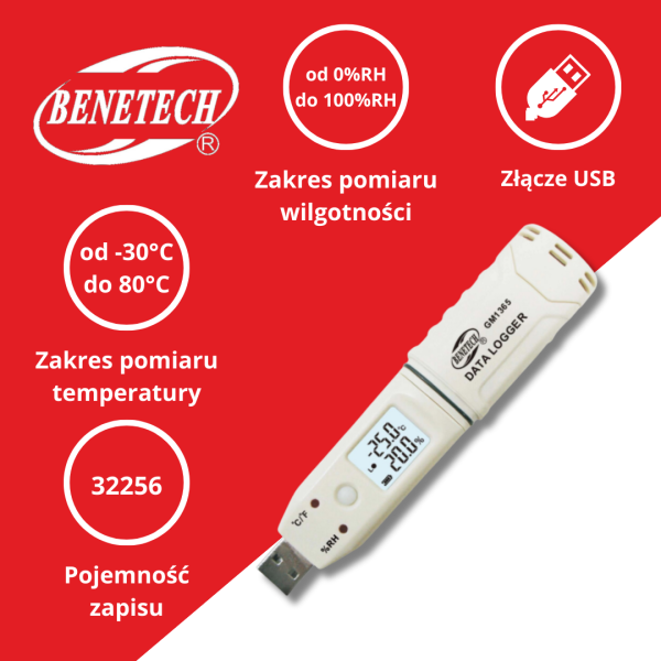 TERMOHIGROMETR GM1365 USB