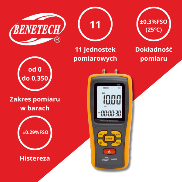 MANOMETR RÓZNICOWY GM520