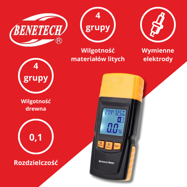 INWAZYJNY WILGOTNOŚCIOMIERZ DO DREWNA I BETONU GM605