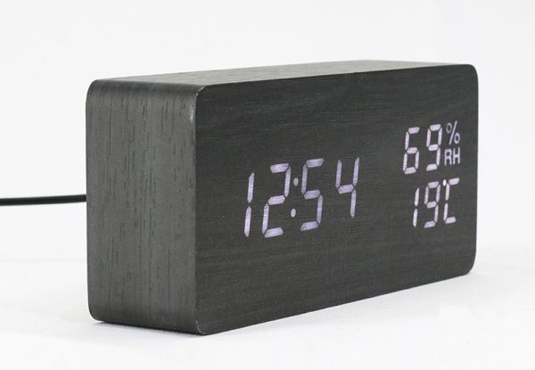 ZEGAR DREWNIANY CZARNY KH1030