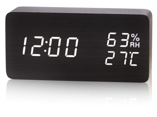 ZEGAR DREWNIANY CZARNY KH1030