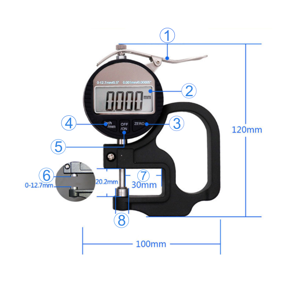 MIERNIK GRUBOŚCI 0,001mm 0~12,7mm TM9050