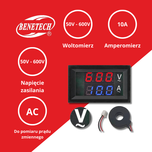 AMPEROMIERZ WOLTOMIERZ 600V 10A PRĄD ZMIENNY AC