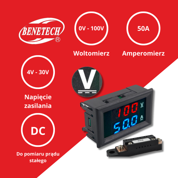 AMPEROMIERZ WOLTOMIERZ 100V 50A PRĄD SATŁY DC