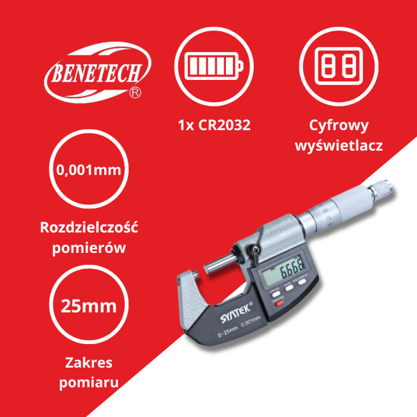 MIKROMETR ZEWNĘTRZNY 0~25mm 0,001mm TM7101