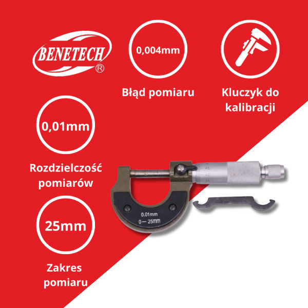 MIKROMETR ZEWNĘTRZNY NONIUSZOWY 0~25 0,01mm TM7110