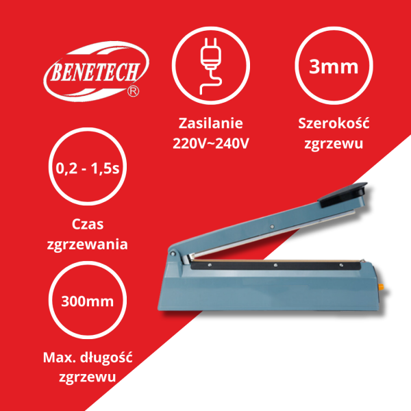 ZGRZEWARKA DO FOLII PLASTIKU 300MM TM9110
