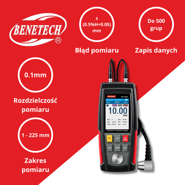 MIERNIK GRUBOŚCI MATERIAŁU WT100A