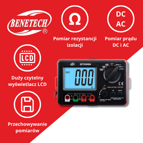 CYFROWY MIERNIK REZYSTANCJI IZOLACJI GT5306A